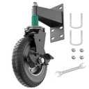 Gate Wheel 6inch with Brake, Heavy Duty Fence Gate Wheels for Metal Tube Gate and Wooden Gate, 360 Degree Rotation Gate Caster Kit with Screws & Wrenches, Supports 550lbs, 1 Pack