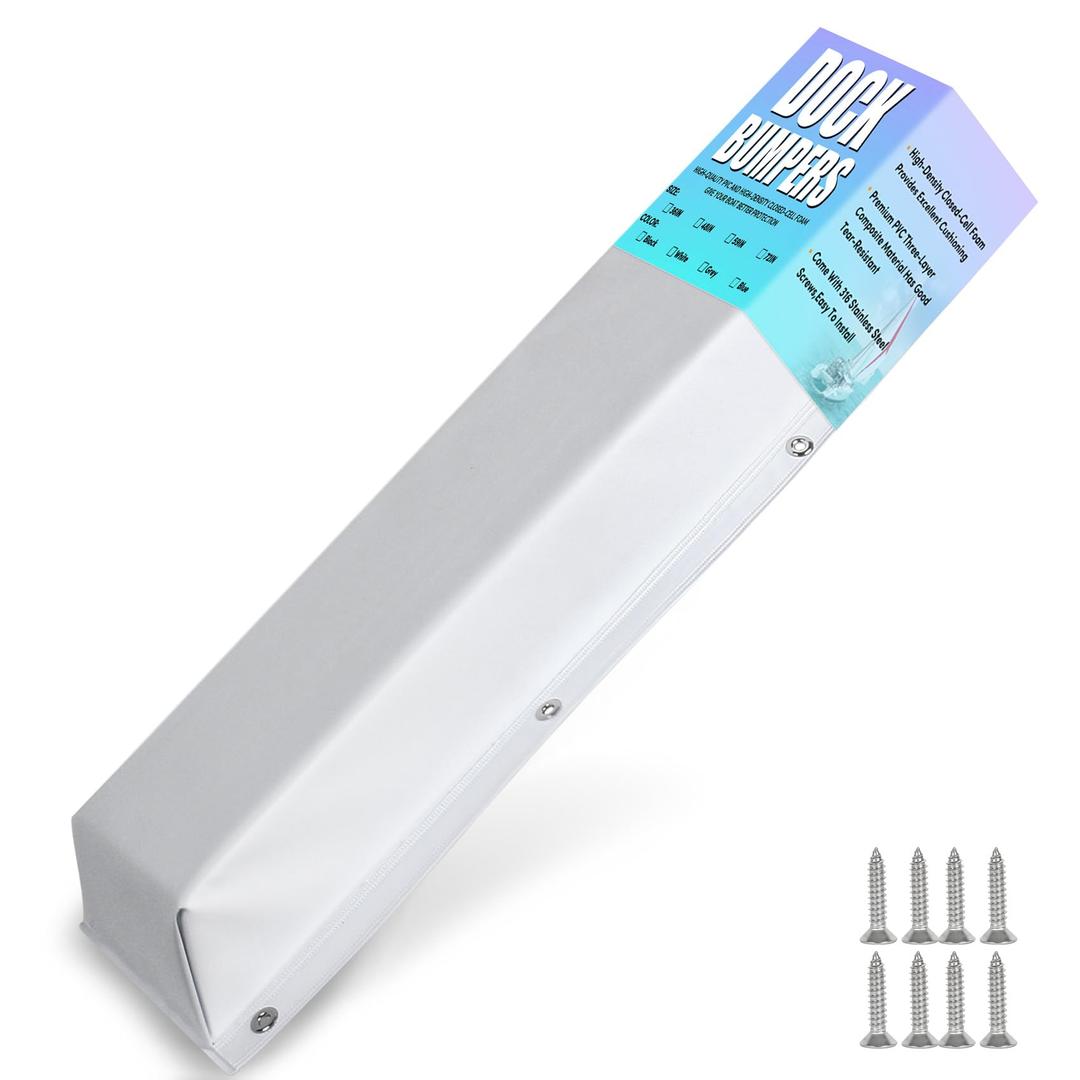 WTMORE Boat Dock Bumpers, 36" Dock Bumpers Dock Edge, Dock Fenders Bumpers, Boat Dock Bumper Guards for Dock Edge, Piling, Horizontal Deck, Vertical Poles, or Pier Fenders, White (1 Pack)