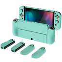 PlayVital AlterGrips Dockable Hard Shell Protective Case with Thumb Grip Caps & Button Caps for Nintendo Switch OLED - Misty Green