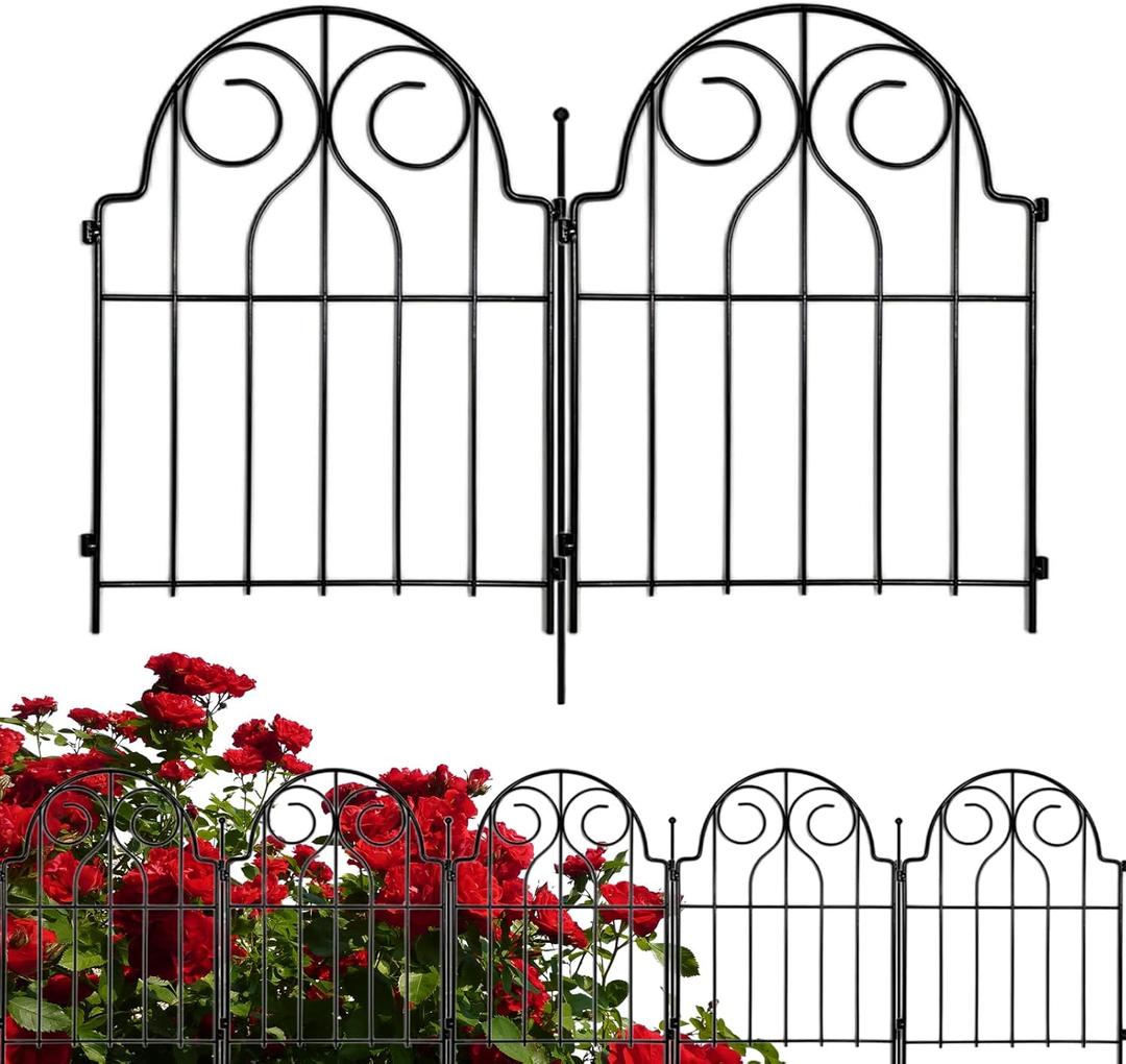 Samamixx Decorative Garden Fence, 19 Panels No Dig Metal Fencing 21ft(L)  22in(H) Animal Barrier Border for Dog, Landscape Edging with No-Dig Stakes for Yard Lawn Patio Flower Beds Outdoor