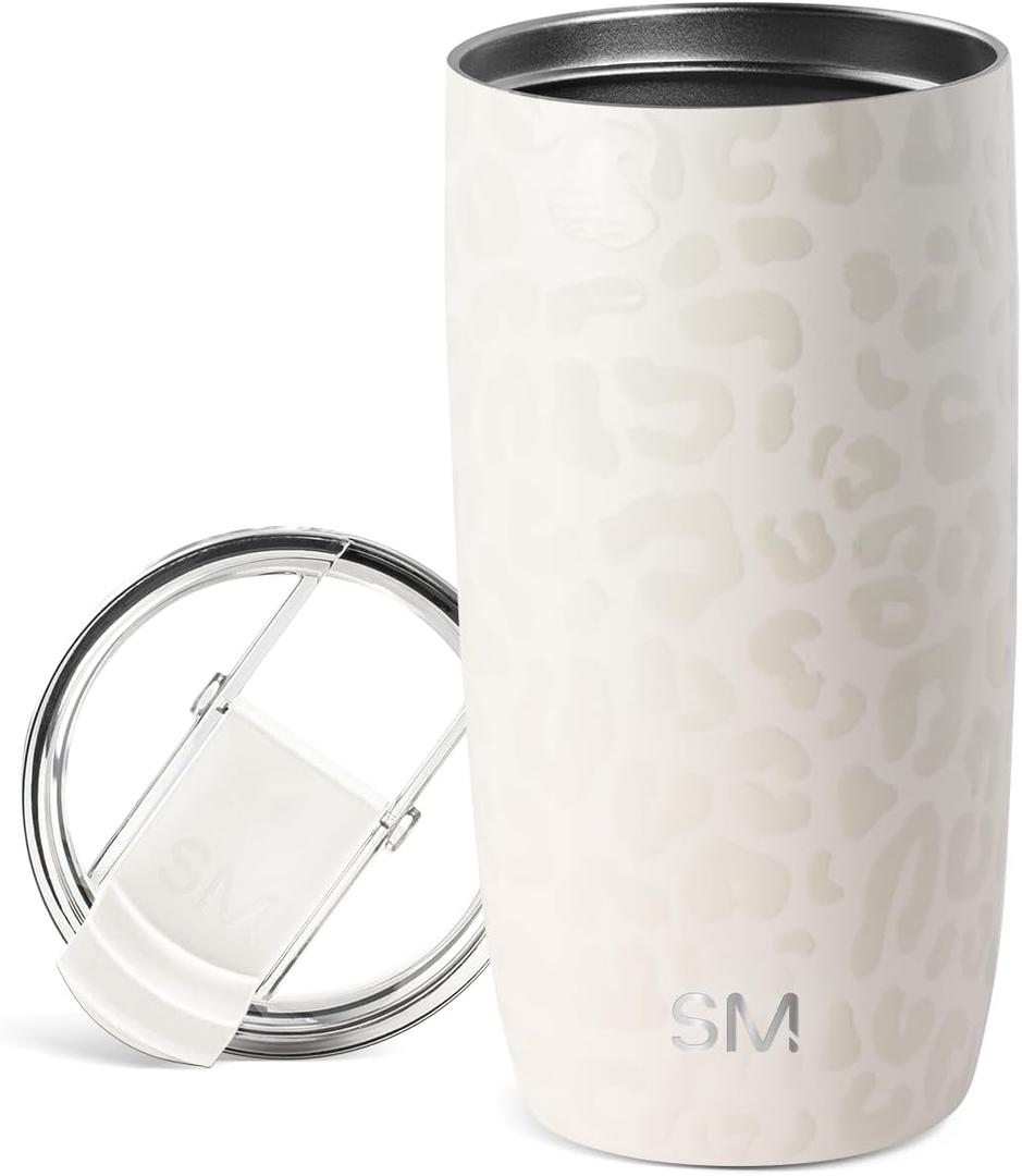 Simple Modern Voyager Tumbler with Flip Lid | Travel Coffee Mug | Insulated Stainless Steel Cold Brew Iced or Hot Coffee Cup | Gifts for Women Men Her Him | 16oz, Cream Leopard