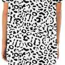 Womens Loose Fit T Shirts Cotton Casual Tops for Women Blouses for Leggings Short Sleeve Tunic Tshirts Crew Neck Ladies Tees (S, A-ST-Leopard White) (White, S)