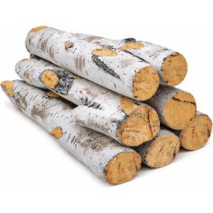 Hisencn 7 Piece Gas Fireplace Logs Set Ceramic White Birch Log for Propane, Insert, Vented, Electric, Indoor, Outdoor Firebowl