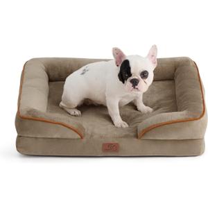 Bedsure Orthopedic Dog Bed Medium Size Dogs - Washable Medium Dog Cat Bed Waterproof, Comfort Pet Couch Sofa with Washable Removable Cover, Pets Bed with Nonskid Bottom, Hazel, 28"