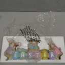 Large Easter Table Decorations 13 x 5.9 x 2 Inch Bunny with Egg Figurines Jumbo Easter Spring Sculpture Glitter Cute Bunny Colorful Egg Centerpiece for Home Indoor Easter Tabletop Decoration