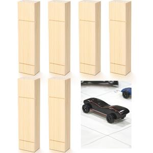 Cinnvoice 6 Pcs Derby Car Kit Body Blocks, Pinewood Block Race Pre-Cut Car Body Blocks with Pre-drilled Axle Holes for DIY Shape Paint Race Cars Racing (Wheels & Axles Not Included) (Regular Style)