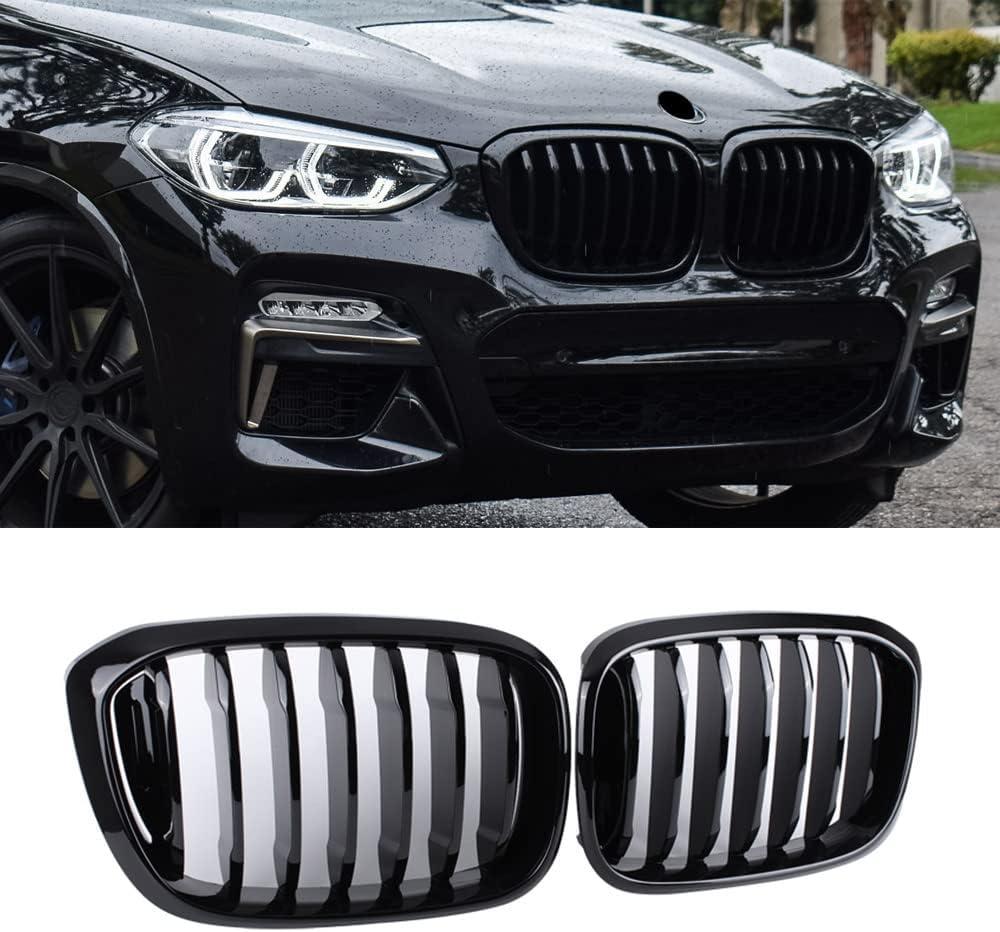 SNA Front Kidney Grille for 2018-2021 BMW X3 G01 2019-2021 X4 G02 (Single Slat ABS Gloss Black X3 Grill, X4 Grill)