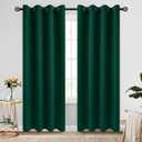 COSVIYA Grommet Blackout Room Darkening Curtains 84 inch Length 2 Panels,Thick Polyester Light Blocking Insulated Thermal Window Curtain Dark Green Drapes for Bedroom/Living Room,52x84 inches