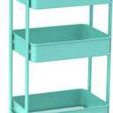 Ceayell 3-Tier Metal Rolling Storage Cart Heavy Duty Utility Cart Organizer with Lockable Wheels Black