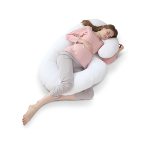 Cheer Collection J Shaped Body Pillow - Down Alternative Full Body Pillow for Side Sleeper, Pregnancy, Neck and Shoulder Support - Zippered Cover