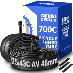 700c Bike Tire Inner Tube Replacement for Road Bicycle 28 Inch Premium Heavy Duty Butyl Rubber Spare 2 Pack with Tire Levers (700x35-43c)