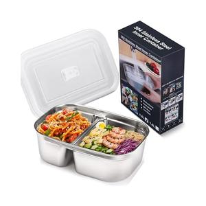 Buddew 1.5L 304 Stainless Steel Inner Container with Compartments Electric Lunch Box, Removable Replacement Tray with Sealed Silicone Cover, Easy to Clean, Eco Friendly and Dishwasher Safe
