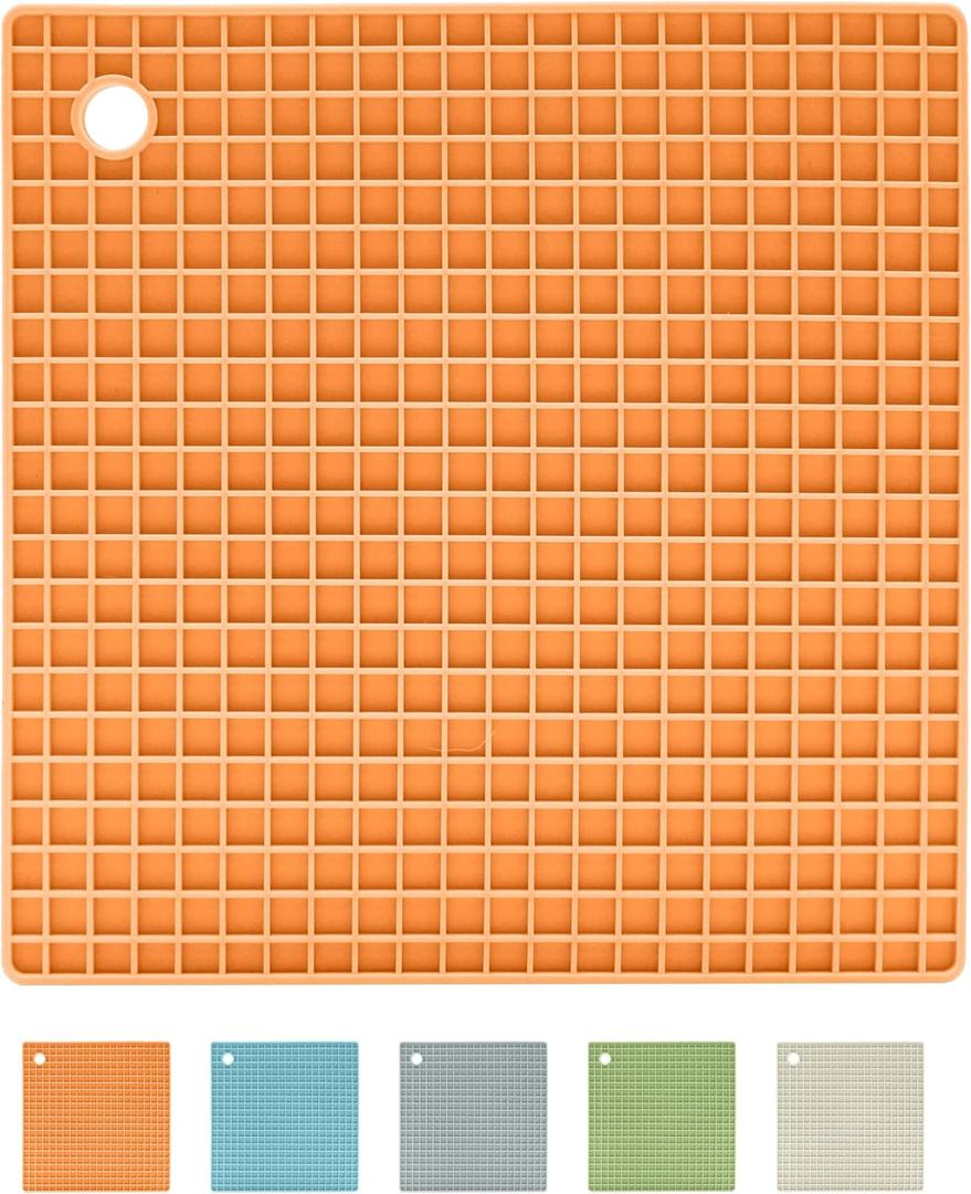 OGGI Silicone Pot Holders for Kitchen  Heat Resistant to 500F, Non-Slip Textured Grip, Water Resistant, Durable 7"x7" Pot Holders for Hot Pans and Dishes, Dishwasher Safe Silicone Potholders (Regular, Orange)