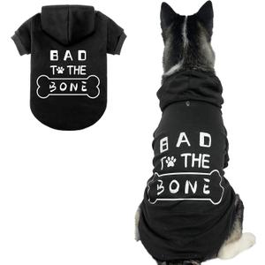 Dog Hoodies Bad The Bone Printed - Cold Protective Winter Coats Warm Puppy Pet Dog Clothes Black Color Extra Large
