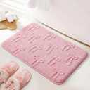 Lyrow Bow Bath Mat for Bathroom, 20"x32" Cute Preppy 3D Bow Rugs Extra Soft and Absorbent Microfiber Bath Rug, Non-Slip TPR Back, Washable Plush Shaggy Rugs for Floor Shower Bedroom Sink(Pink)