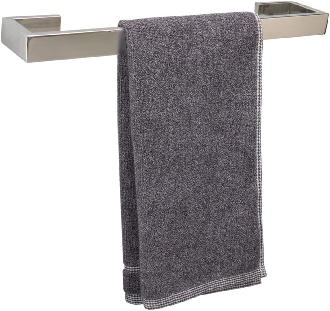 TocTen Bath Towel Rack - Square Base Thicken SUS304 Stainless Steel Towel Bar for Bathroom, Bathroom Bar Accessories Towel Rod Heavy Duty Wall Mounted Towel Holder (Polish Chrome, 16 Inch)
