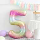 Unicorn 5th Birthday Party Decorations for Girl Purple Pink Theme Balloon Set, Large Rainbow Unicorn Helium Balloons with Heart and Star Baby Shower Kids Supplies (number 5 set)