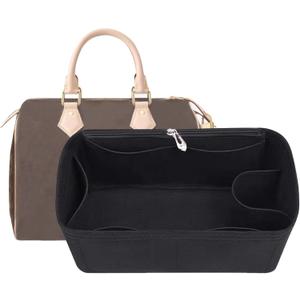 Lckaey Purse Inserts for Speedy 35 Organizer Insert, for monogram bag, HandBag protective insert Tote Bag and hand bag protector, organizer insert 1083black-XL (13*6.3*6.3in)