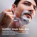 SUPPLY Single Edge Max Razor for Men Premium Metal Single-Blade Safety Razor with Pivoting Head for Fewer Cuts and Irritation Includes 8 Blades & Magnetic Reload System Jet Black