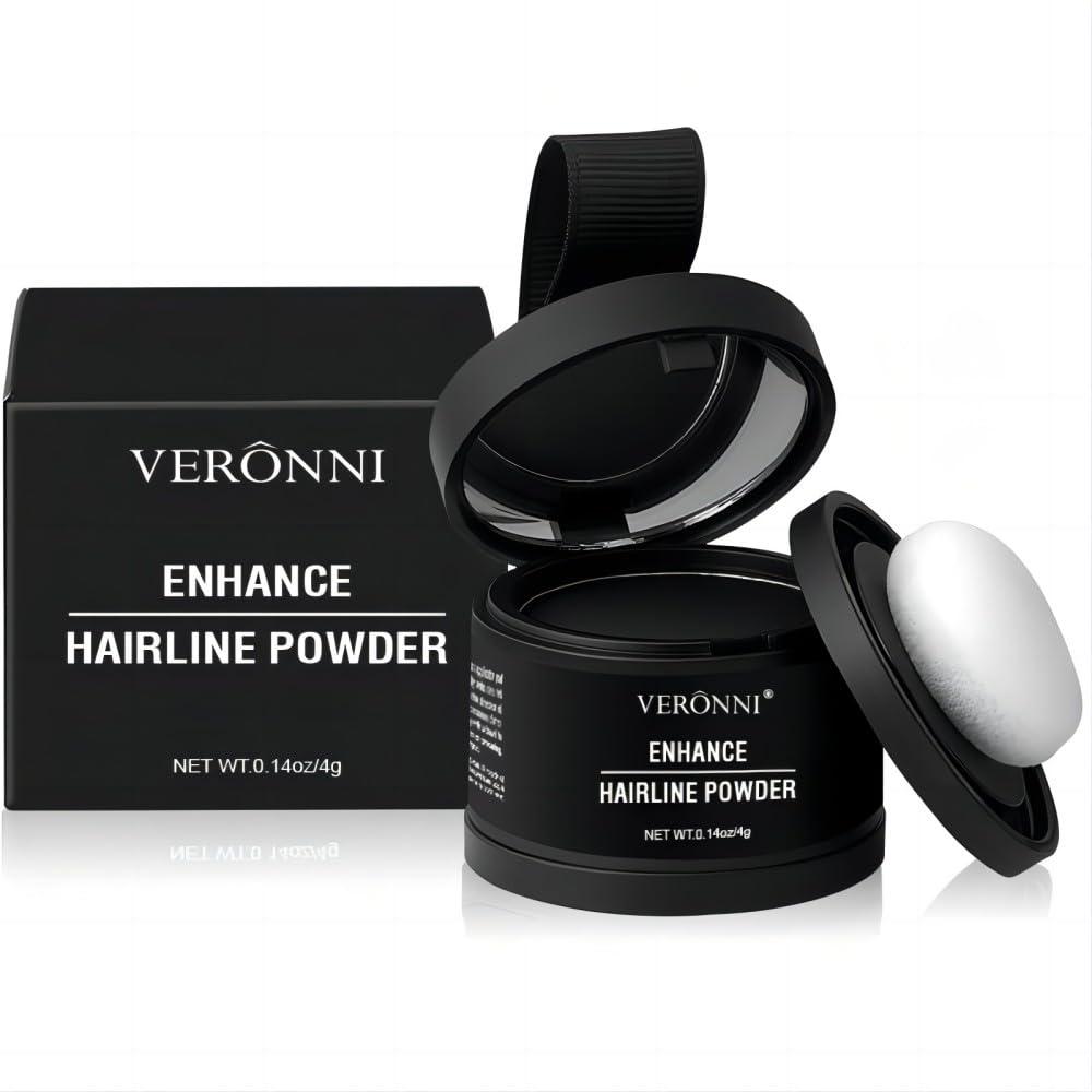 Hairline Powder Root Touch Up Hair Color, Instant Hairline Powder for Thinning Areas and Gray Hair Coverage, Natural and Non-greasy Root Cover up for Women and Men (Black, 03) (1 Ounce (Pack of 1))