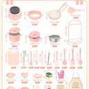 Kids Cooking Sets Real Pink Play Mini Kitchen, Safe Real Food Making Knife Set for Children 8-12 Girls Toddler Montessori Toys