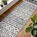 KUTA Extra Long Runners for Hallways 2.6x20ft Washable Black Boho Runners