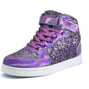Wooowyet Glitter Shoes Kids High Top Sneakers for Boys Girls Gift Party Birthday Christmas Halloween (13 Little Kid)