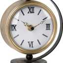 NIKKY HOME Gold Table Clock, Vintage Desk Clock Silent Non-Ticking Battery Operated Decorative Mantel Desk Shelf Clock for Living Room Decor