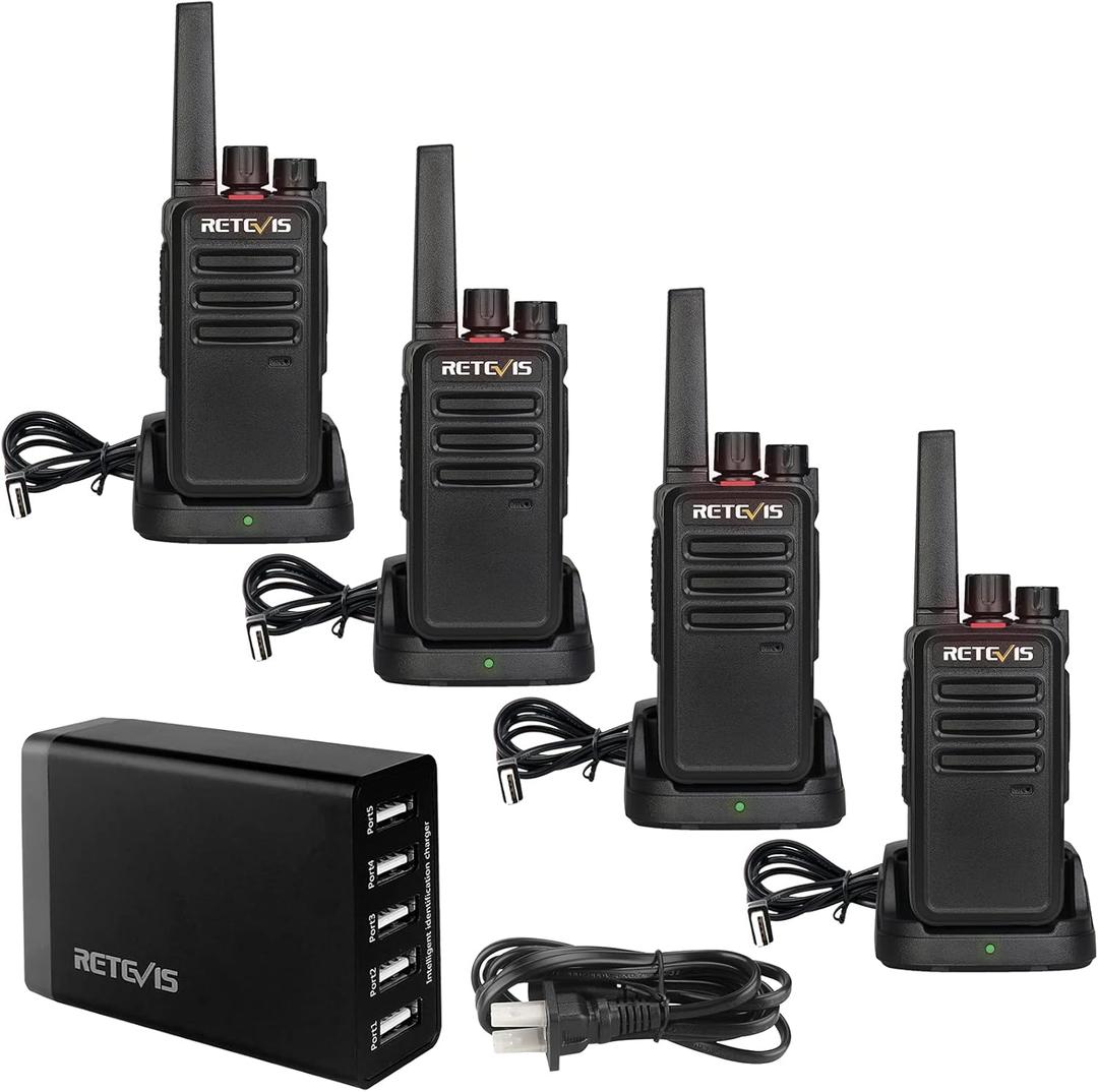 Retevis RT68 Two Way Radios Long Range,Walkie Talkies for Adults Rechargeable with 5 Port USB Charging Station,Portable FRS Two-Way Radios Hunting Outdoors Hiking Road Trips(4 Pack)