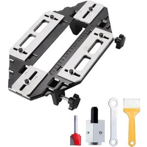 DUEBEL Aluminum Alloy Door Hinge Jig Woodworking Hole Opener Slotting Locator Wooden Door Hinge Hole Guide Door Lock Jig for Door Lock Installation