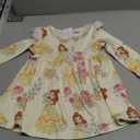 Disney Princess Frozen Elsa Minnie Mickey Stitch Ruffle Sleeve Dress A Line Long Sleeve Kids Clothes Baby to Toddler (6-9 Months, Princess Belle Yellow)