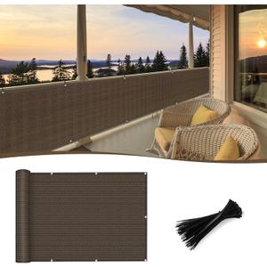 SUNNY GUARD 3'x10' Brown Balcony Deck Privacy Screen Fence, Apartments Railing Screen, Heavy Duty Wind Screen for Outdoor,Backyard,Patio,Deck PrivacyWe Make Custom Sizes