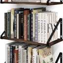 BAMEOS Floating Shelves Rustic Wood Wall Shelf, Small Bookshelf for Living Room, Office, Bedroom, with Metal Bracket