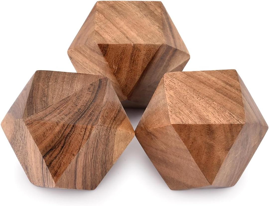 NIRMAN Acacia Wood Decorative Wood Ball for Centerpiece or Individual Use Ideal for Use in Living, Dining Room, Coffee Table Centerpiece Home Dcor (3" x 3" x 3"), (Set of 3)