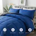 DOWNCOOL Blue/Grey Full Size Comforter Set - All Season Bedding with 2 Pillowcases - 3 Pieces Bed Set Down Alternative Comforter Set