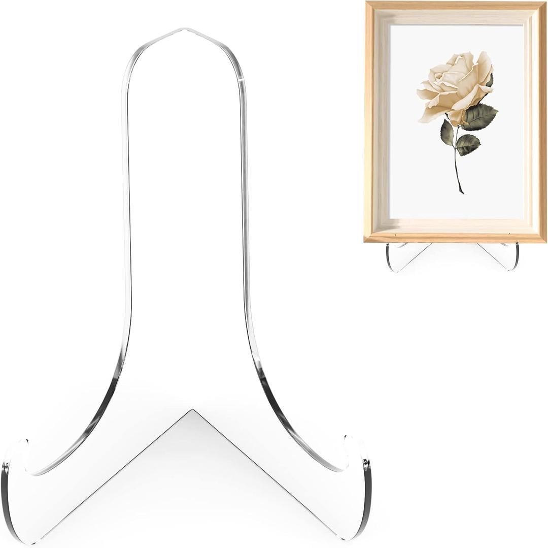 Boloyo 60-Degree Angle Acrylic Plate Display Stand , 3 Inch 2PC Clear Acrylic Display Holder Easel Base for Home Office Kitchen School Art Display