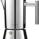 Easyworkz Diego Stovetop Espresso Maker Stainless Steel Italian Coffee Machine Maker 6Cup 10 oz Moka Pot Induction Espresso Pot (Silver)