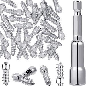 Frienda 400 Pcs Silver Snow Carbide Screw Tire Studs Wheel Tyre Snow Spike Trim Screw in Tire Studs with Installation Tool for Car Truck Bicycle Boot Motorcycle ATV Accessories (12 mm)