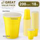 Zopeal 200 Count 18 Ounce Plastic Disposable Cups Beverage Drinking Heavy Duty Large Party Cold Drink Plastic Cups for Birthday Graduation Halloween Drinks Soda Punch Barbecues Picnics (Yellow)