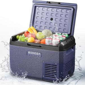 BODEGACOOLER 12 volt Car Refrigerator - Portable Freezer IPX4 Waterproof Car Fridge 26QT(25L) Electric Cooler Ultra-Quiet for Truck Van Camping Road Trips Travel 12/24V DC 110~240 Volt AC,-4~68