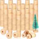 Thyle 150 Pcs Wooden Wheels Craft Bulk Wood Mini Wheels Crafts for Mini Christmas Tree Base DIY Model Cars Instrument's Clamp, Trucks(1 Inch Diameter, 3/8 Inch Thick)