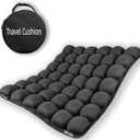 Travel Cushion Airplane Seat,Inflatable Air Bubble Design with Storage Bag for Car/Office/Kitchen Chairs.42 Air Cells, Adjustable Firmness, Non-Slip Bottom
