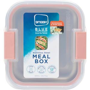 Smash Microwave Safe Stainless Steel Lunch/Sandwich/Meal Box, Pink