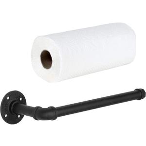 MyGift Paper Towel Holder Metal Under Cabinet Paper Towel Holder, Industrial Pipe Matte Black Wall Mounted Kitchen Towel Rack MyGift Paper Towel Holder Metal Under Cabinet Paper Towel Holder, Industrial Pipe Matte Black Wall Mounted Kitchen Towel Rack