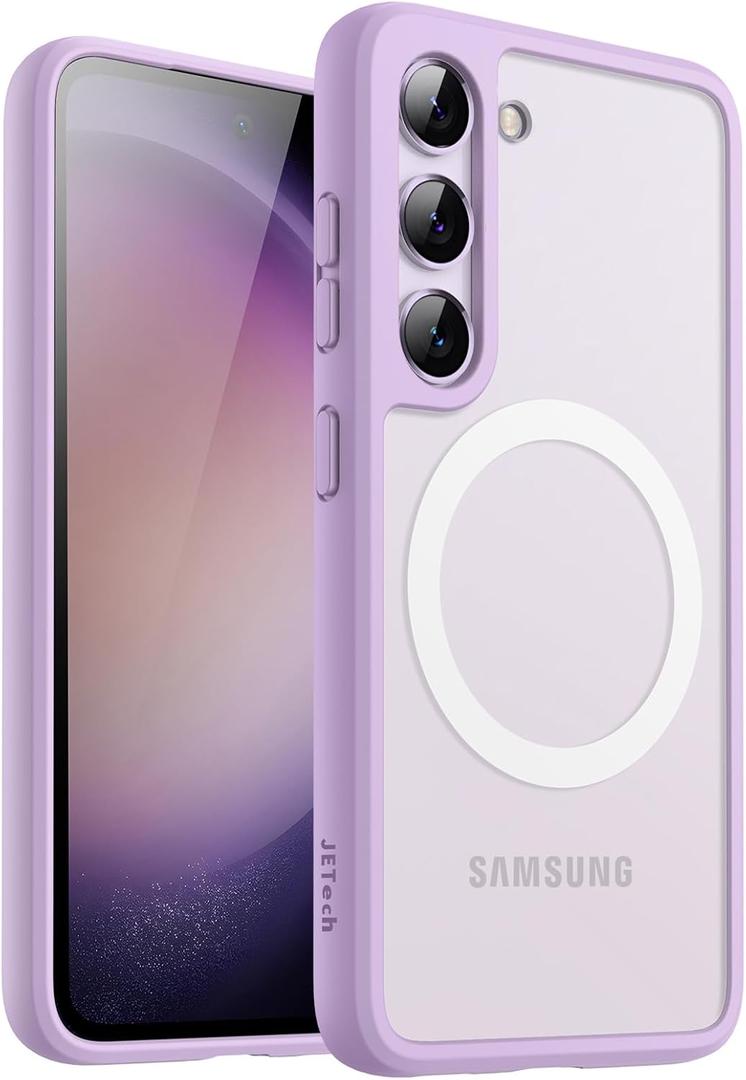 JETech Magnetic Case for Samsung Galaxy S23 5G 6.1-Inch, Compatible with MagSafe, Translucent Matte Back Shockproof Phone Cover (Lilac)