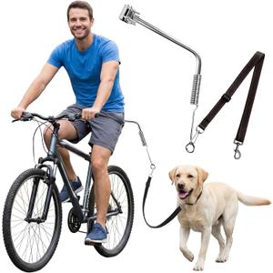 Aliceset Dog Bike Leash with Shock Absorbing Buffer, Hands Free Heavy Duty Dog Bike Attachment, Adjustable Running Leash for Pet Walking Cycling Safe Outdoor Exercise