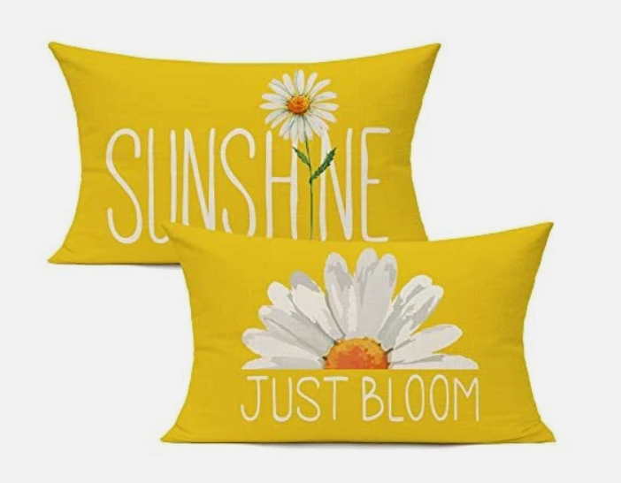 Yellow 12x20 Lumbar Throw Pillow Covers Set of 2 Outdoor    Size 11.5x20 in (no brand)