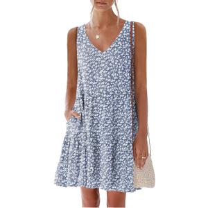 nclook Womens 2025 Summer Casual Dress Sweet Cute V Neck Sleeveless Mini Dresses with Pockets (X-Large)