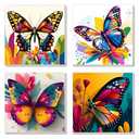 4 Pack Paint by Numbers Kit for Kids, Girls Color by Number Painting Kits for Kids Ages 8-12 Butterfly Paint by Numbers with Framed Canvas Children DIY Paints by Number Kits for Beginners 8x8 Inch