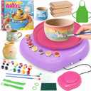 Pottery Wheel for Kids, Arts & Crafts Pottery Painting Toys Kit for Kids Ages 8-12, Art Supplies with 3 Pack Air Dry Clay and Clay Tools, Birthday Easter Gift for Girls Boys 6 7 8 9 10 11 12 (Pink)